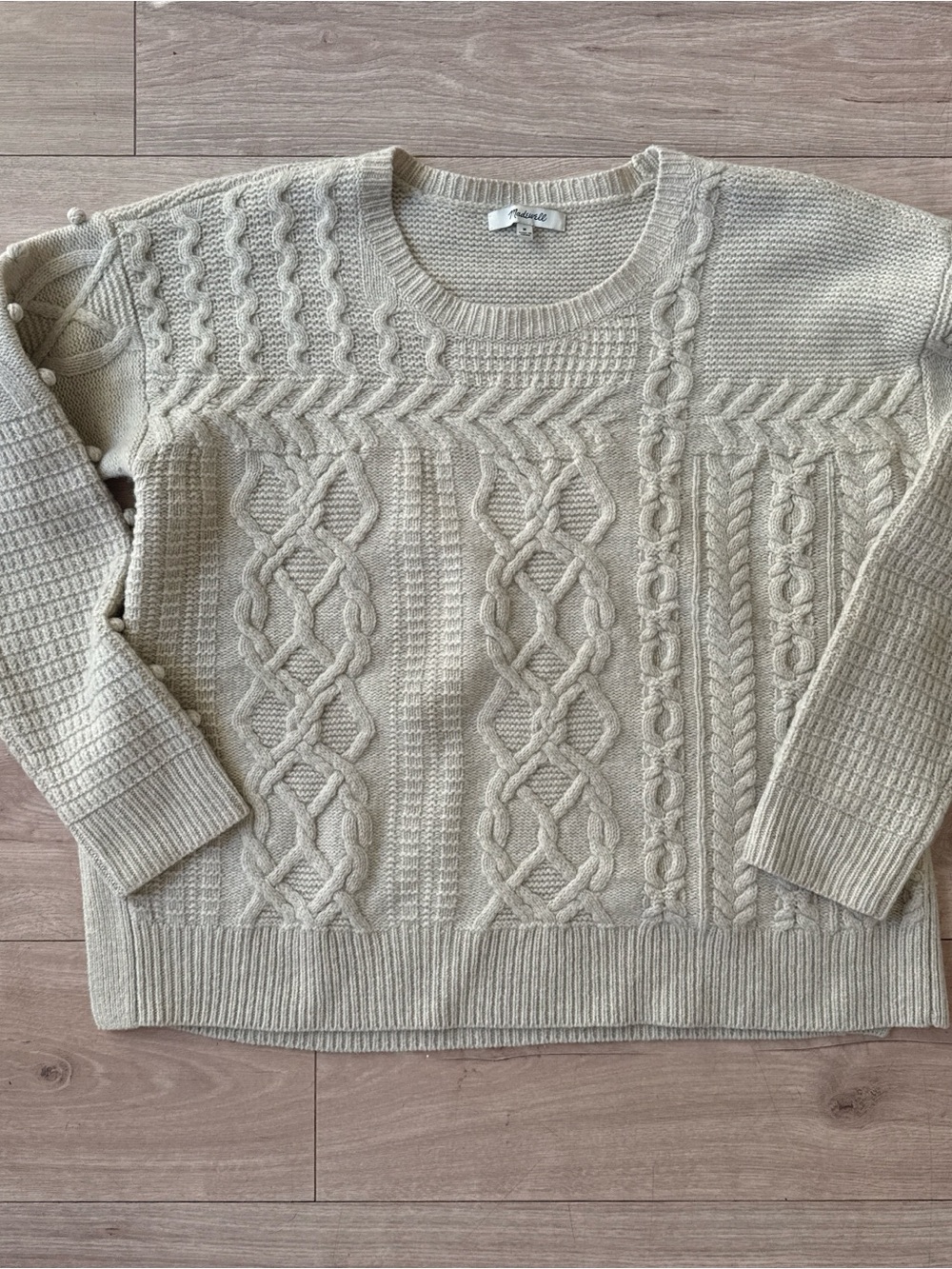 Madewell Classic Cable Knit Wool Sweater - Cream